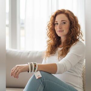 Antika bracelets Chunky White and Multicolor Bangle Set New size OS